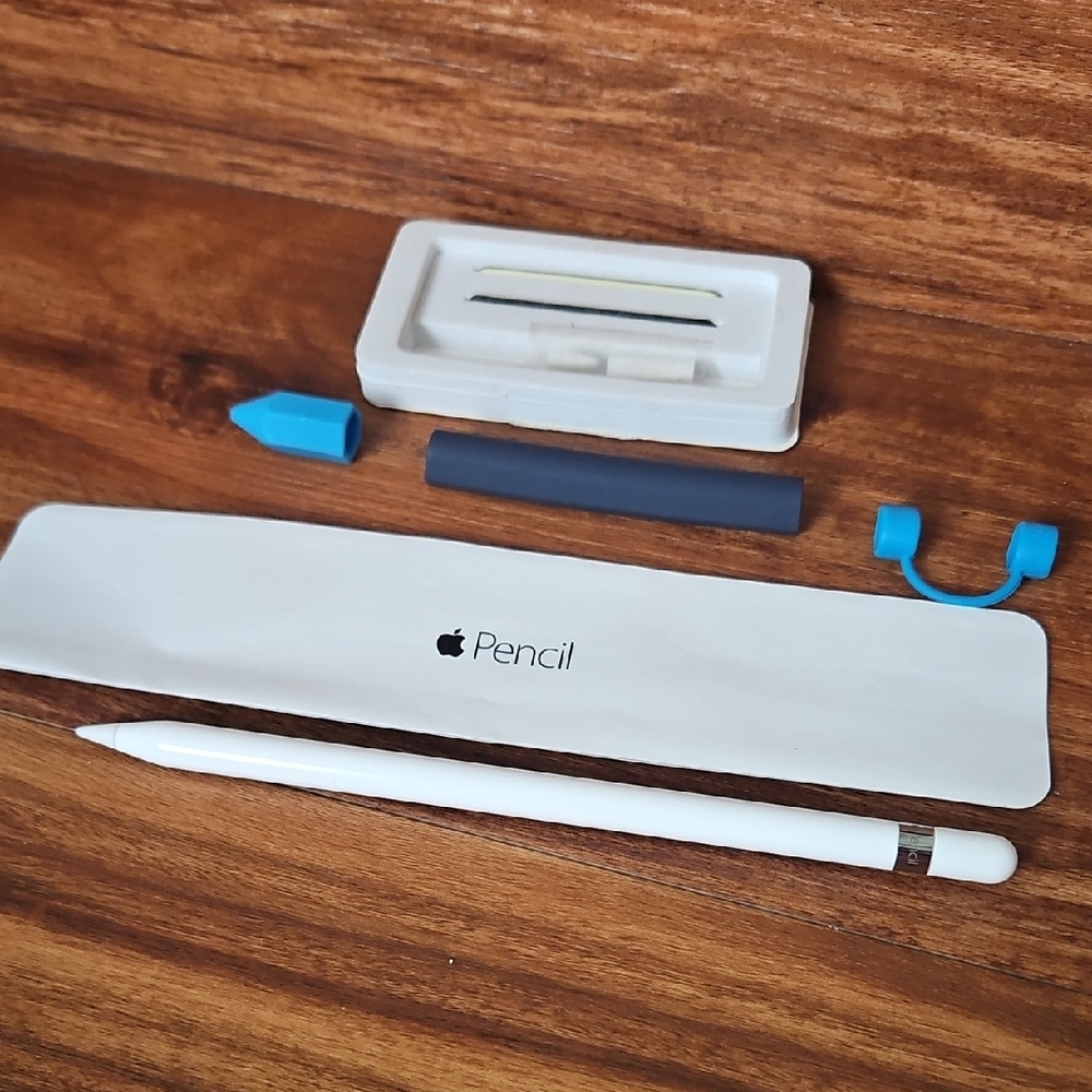 Apple Pencil with Blue and Gray Accessories